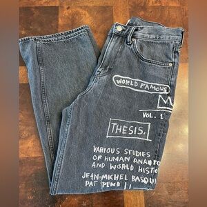 H&M Jean-Michel Basquiat Estate 2024 Collab Painted Denim Jeans 32 World Famous